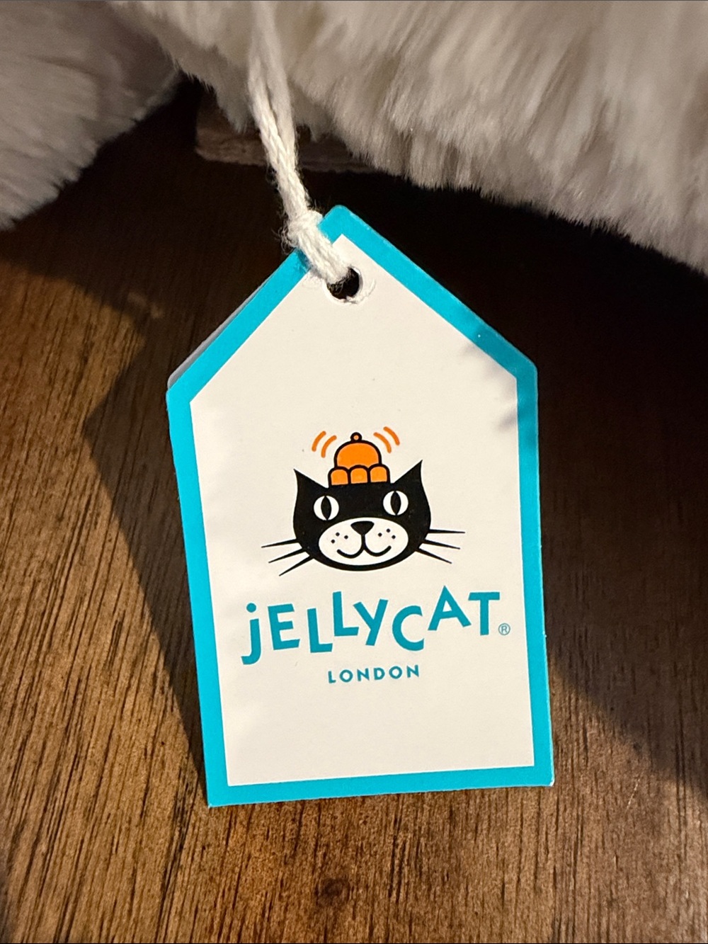 (Retired) Huge Jellycat Cream Plush with Teal Logo Tag - Picture 6 of 7